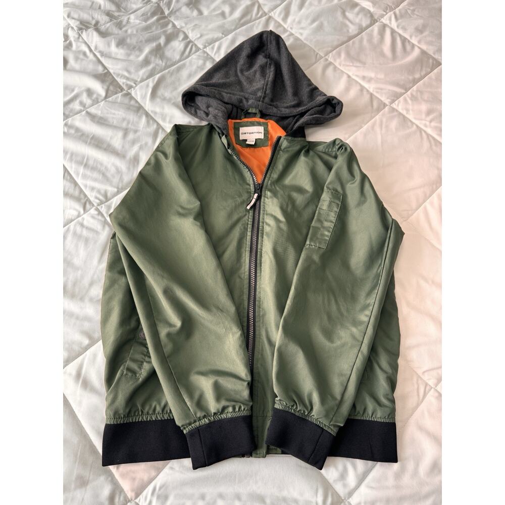 Distortion Youth Hooded Jacket Green Size L 14/16